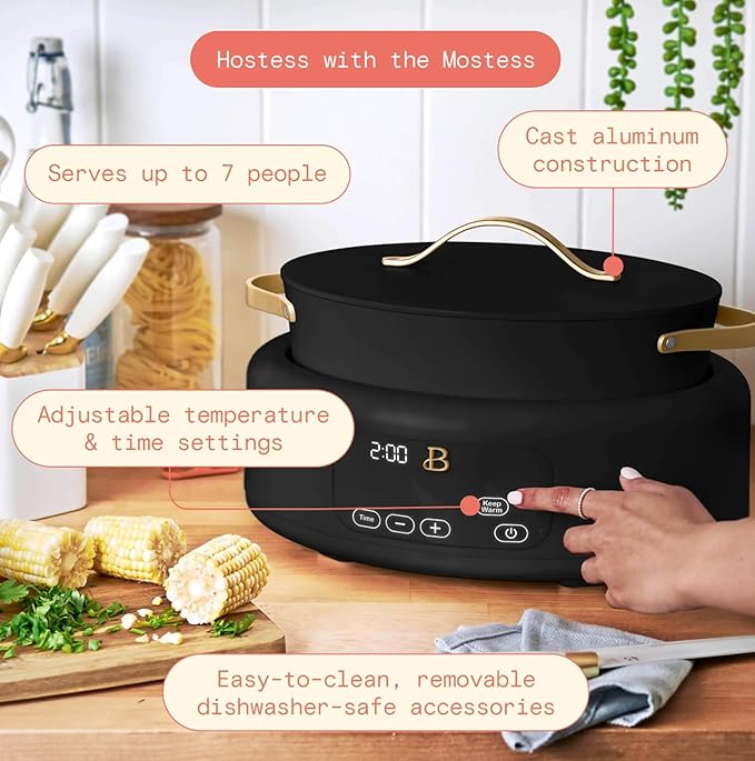10 in 1 Electric Multi Cooker 6 Quart Nonstick Programmable Kitchen Cooker Black