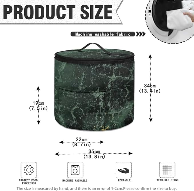 Green Marble Electric Pressure Cooker Insulation Bag Round Zippered Electric Pressure Cooker Storage Bag Home Decorations