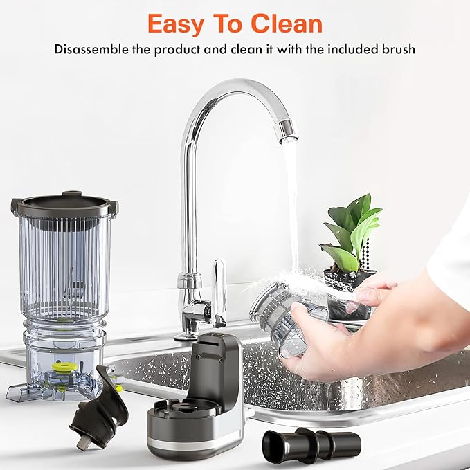Juicer Attachment for KitchenAid, Cold Press Slow Juicer with 4.9" Large Feed Chute for Whole Fruits & Vegetables, Includes 2 * 1L Measuring Cups for KitchenAid Accessories and Attachments, Black