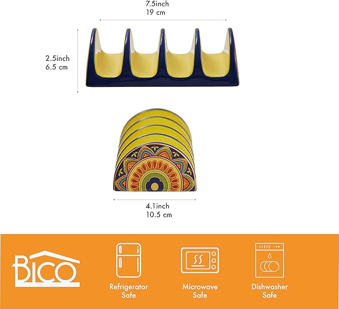 Bico Tunisian Taco Tuesday Set, Tortilla Warmer and Taco Holder, Microwave and Dishwasher Safe