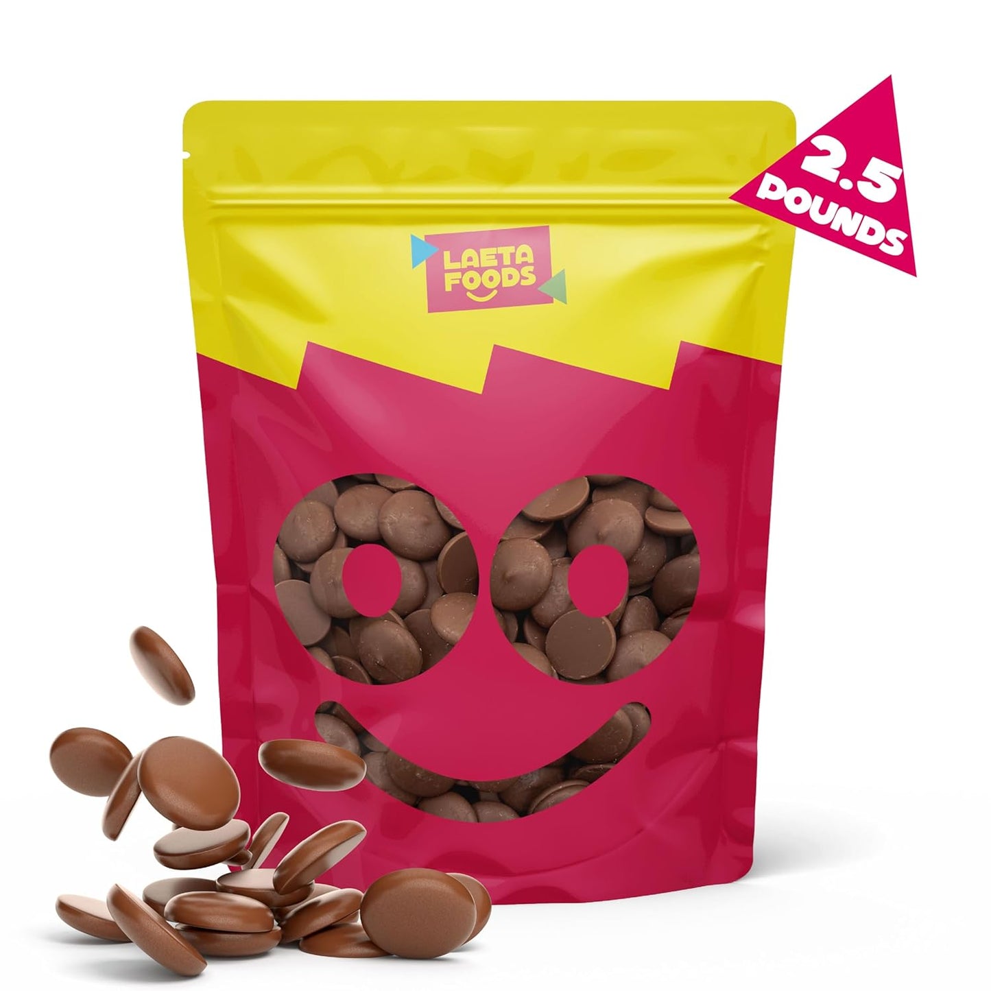 Merckens Milk Chocolate Melting Wafers | 2.5 Lb Bag | Bulk Baking Candy | Smooth Creamy Coating Discs for Dipping, Molding, Drizzling & Creative Confections