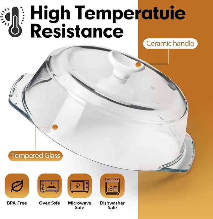 ACEPRUT New Upgrade Glass Microwave Splatter Cover with Ceramic Handle & Screw, Non Plastic Microwave Cover with Vent Hole, BPA Free, Dishwasher Safe