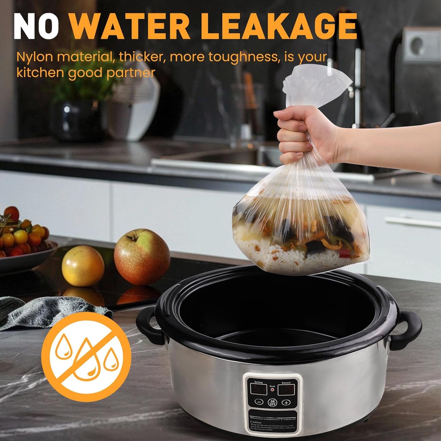 40 Pack Slow Cooker Liners, Large Size 13"x 21" Cooking Bags Disposable Pot Liners, Plastic Slow Cooker Bags Fits 3-8 Quarts, BPA Free, Suitable for Oval & Round Pot