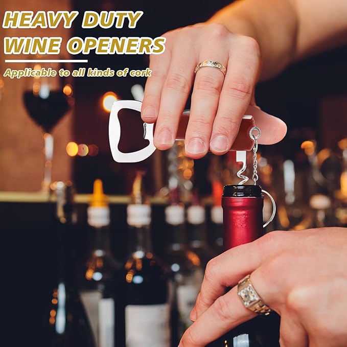 Ziliny 24 Pcs Bottle Opener Keychain Bulk Wine Bottle Beer Opener Keychain 3.27" Stainless Steel Corkscrew Waiter Corkscrew Wine Keyring Gifts for Christmas Bar Party Wedding Home (Multi Color)