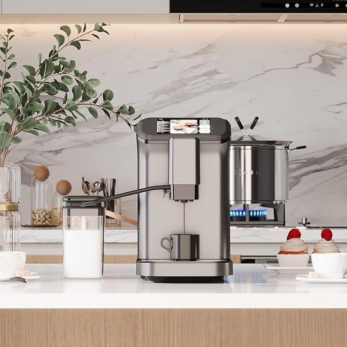 All-In-One Espresso Machine and 20 Bar Espresso With Machine Self-Cleaning and Milk Frother, One-Touch LCD BaristaGrade Coffee Maker Machines for Home