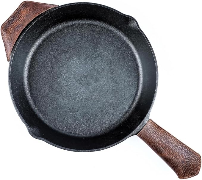 Cast Iron Handle Cover, Set of 2 - Extra Thick Leather Heat Resistant Handle Cover for Cast Iron Skillets, Hot Pan Handle Cover, Cast Iron Handle Sleeve