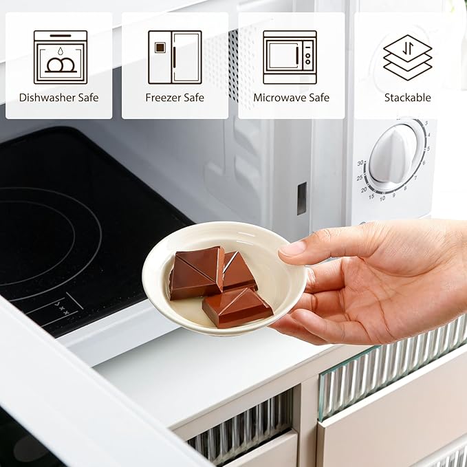 NUTRIUPS 3.9 inch Soy Sauce Dish Set of 6 White Dipping Bowls 2 oz Ceramic Small Bowls for Side Dishes