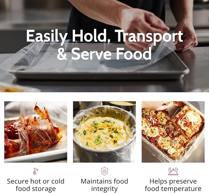 PanSaver Clear Sheet Pan Liners for Easy Clean Up - Disposable Buffet Pan Liners, Ovenable up to 400F (Bun Sheet Pan - 14.25 x 19 IN)
