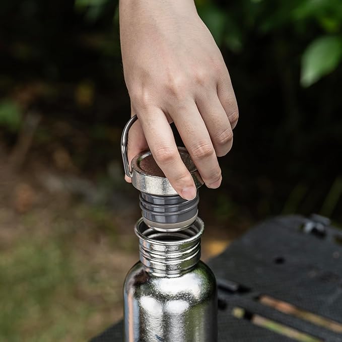 Boundless Voyage Titanium Water Bottle with Lid Wide Mouth Leak-Proof Reusable Sport Drinking Bottle for Camping Hiking Picnic Climbing Running Tea Coffee (420ml-glossy)
