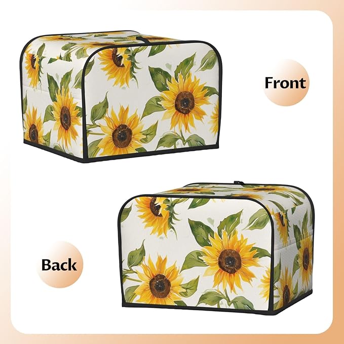 Sunflowers Covers for 4 Slice Toasters,Cute Country Bread Machine Cover with Handle,Washable Stain Resistant Kitchen Small Appliance Cover Dining Decor