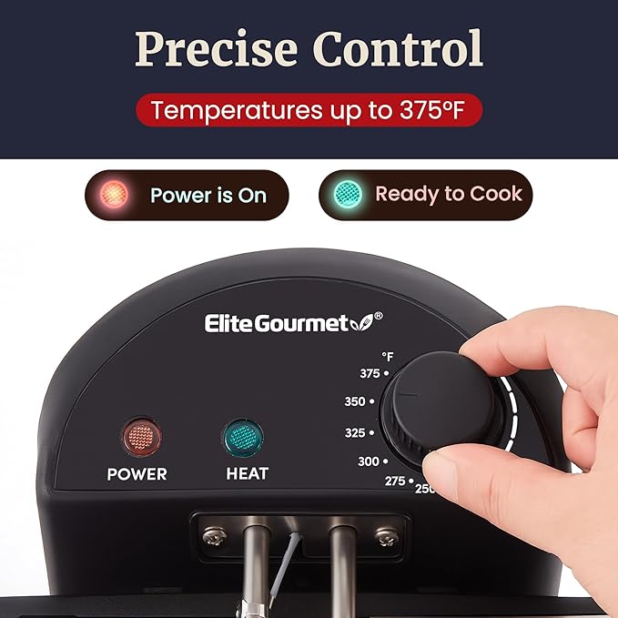 Elite Gourmet Electric Deep Fryer, 4.5 Qt Total Oil Capacity (Dual 2-Qt Split Baskets), 1700 Watts, Stainless Steel, Separates Foods for Simultaneous Cooking, Stainless Steel