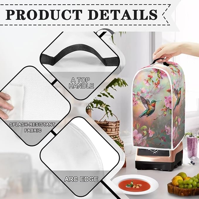Hummingbird Blender Cover Washable Kitchen Toaster Cover Floral Pattern Bread Maker Coffee Maker Dustproof Protectiron Set