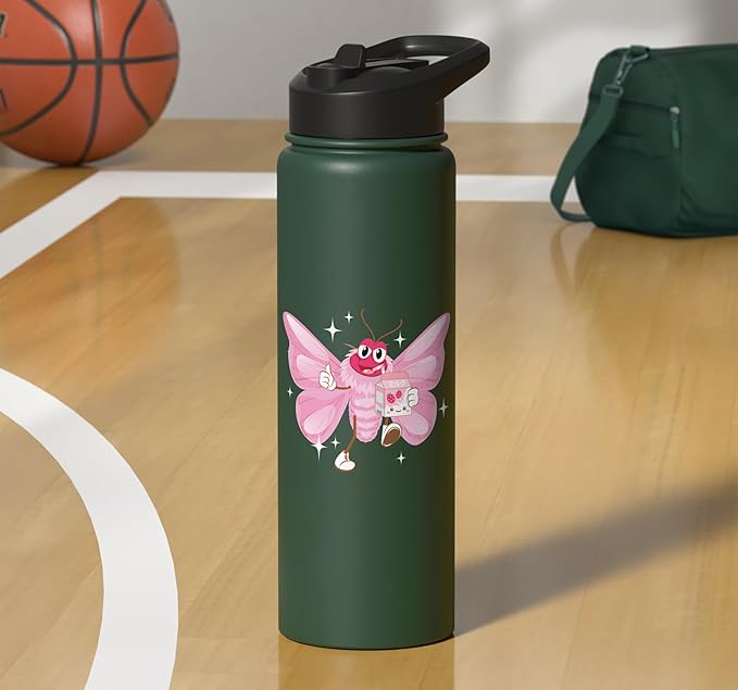 Butterfly Kawaii Strawberry Milk Shake Carton Stainless Steel Insulated Water Bottle