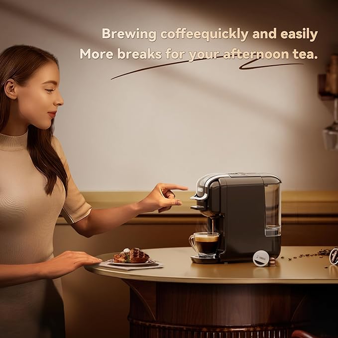 HIBREW H2B 5-in-1 Pod Coffee Maker - Compatible With 4 Coffee Capsule as Well as Espresso Powder, Makes Iced Coffee, Espresso, Cappuccino, Long Black. Hotel Kitchen Coffee Machine