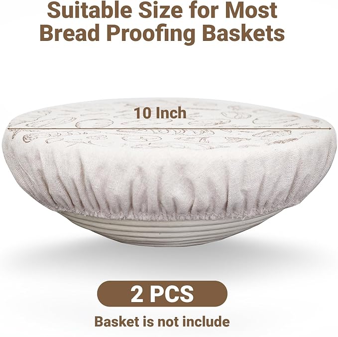 2 Pack 10'' Bowl Covers for Bread Proofing with Plastic Liner, Reusable Cloth Bread Bowl Cover for Sourdough Rising