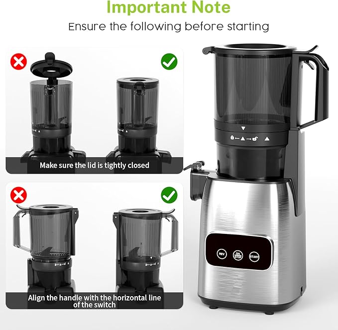 Kndko Cold Press Juicer, Juicer Machines with 5.4" Large Feed Chute for Whole Vegetables & Fruits, Professional Slow Masticating juicer with Large Auger, Self Feeding, High Juice Yield, Easy to Clean