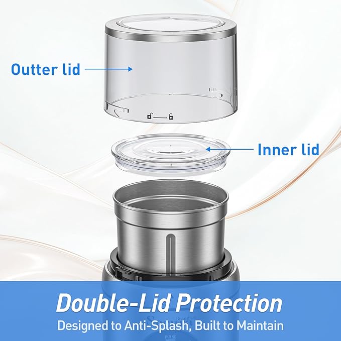 Secura Brands Electric Coffee Grinder for Coffee Beans, Spices, Herbs Adjustable Coarse to Fine Setting for 12 Cup Capacity with 1 Removable Stainless Steel Bowl, Ideal for Home Use, RV