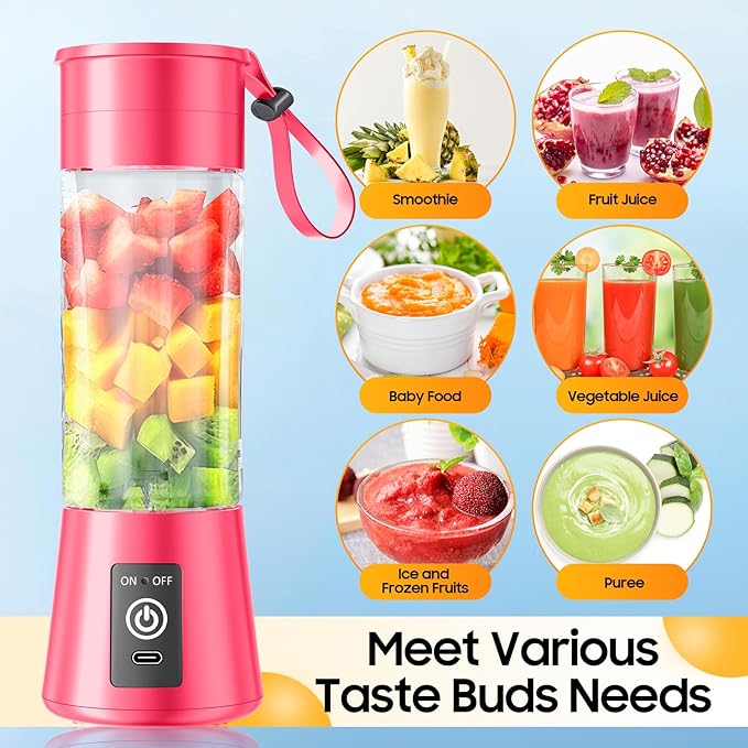 Cordless Personal Size Portable Blender - 380Ml Blender Smoothies and Shakes, BPA Free Traveling Juice Cup with Powerful Blending, Freshly Squeezed in Sports/Travel/Home, Mother's Day
