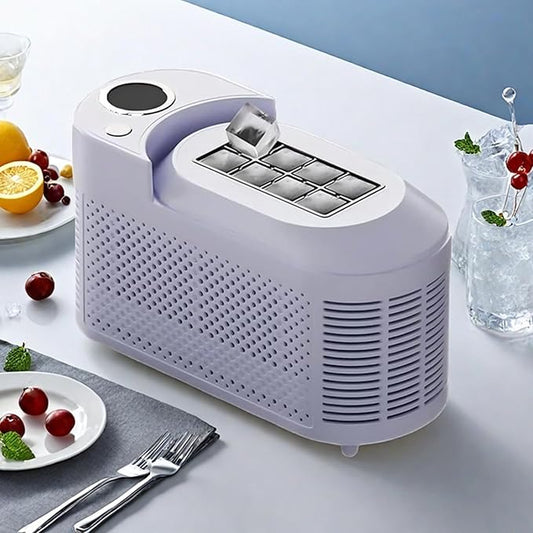 Countertop Ice Maker, Electric Ice Machine, 8 Cubes Ready in 10 Mins, Portable Ice Cube Maker with Car Power Cord, for Home & All Spaces, Clear & Large Ice Cubes,Purple