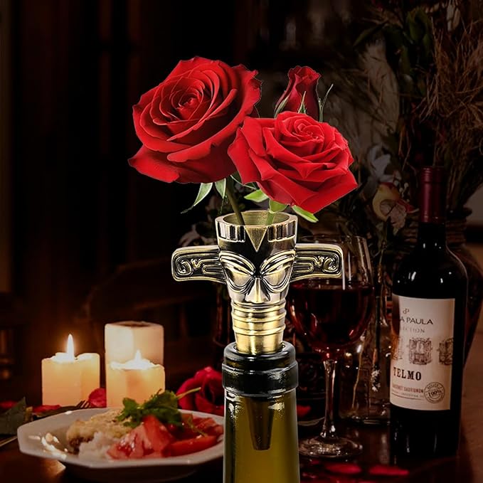 Professional Wine Opener Set for Old & Fragile Corks - 3-in-1 Cork Extractor Removes Older Wine Corks Whole & Intact, Beer Bottle Opener with Elegant Zinc Alloy Base & Stopper Set (Antique Copper)