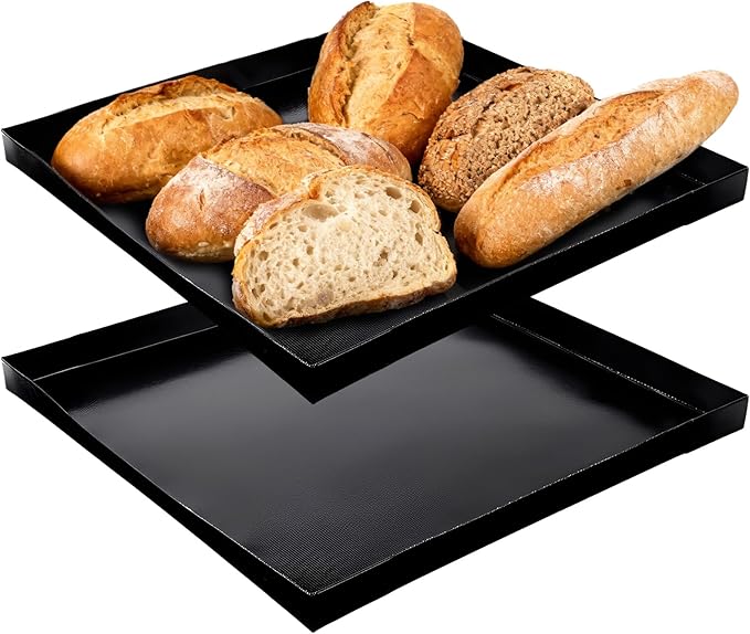 Professional-Grade 2-Pack PTFE Solid Oven Baskets, 11x11x1 Inch Non-Stick Solid Oven Trays for Commercial Kitchens & High-Volume Cooking