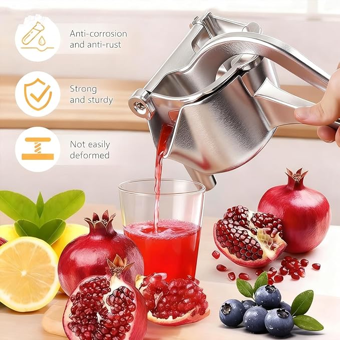 Hand Juicer Squeezer - Aluminum Alloy Fresh Fruit Juice Extractor, Fruit Juice Handheld Press Squeezer with Seed Filter, Heavy Duty Manual Hand Press Juicer for Citrus and Other Fruits (1PC)