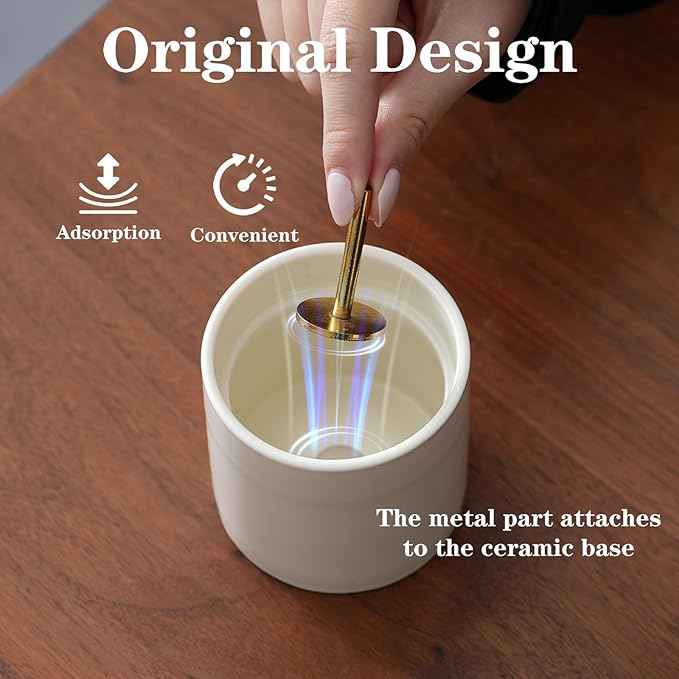 CEREMONY Incense Holder, Ceramic Incense Holder for Sticks with Glass Ash Catcher, Anti-ash Incense Burner with 20 Incense Sticks and a Ash Brush for Meditation Yoga Spa Room Decor (White)