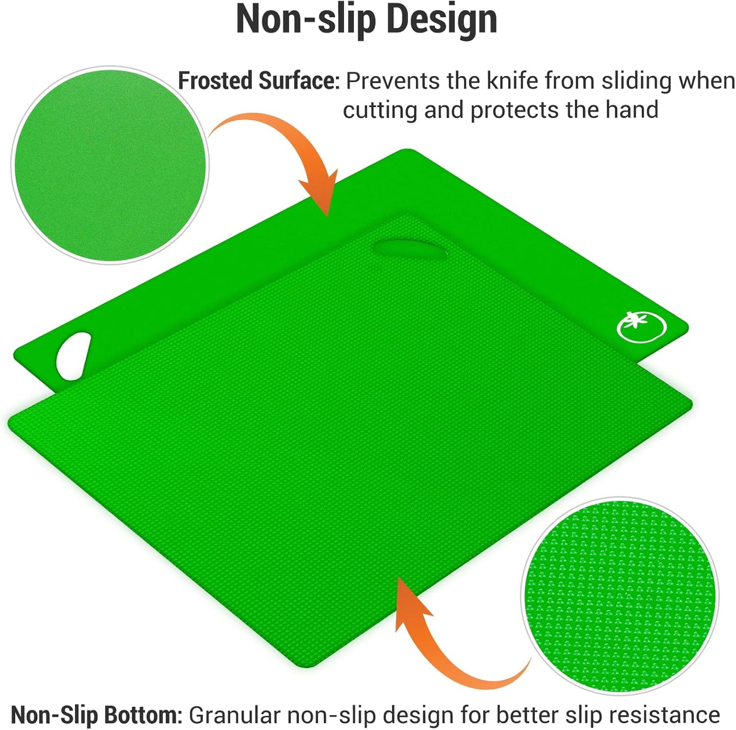 Kitchen Plastic Cutting Board Set - Extra Thick Flexible Cutting Mat for Cooking, Non-Slip Chopping Board with Colored Food Icons & Easy-Grip Handles, Dishwasher Safe, Set of 4