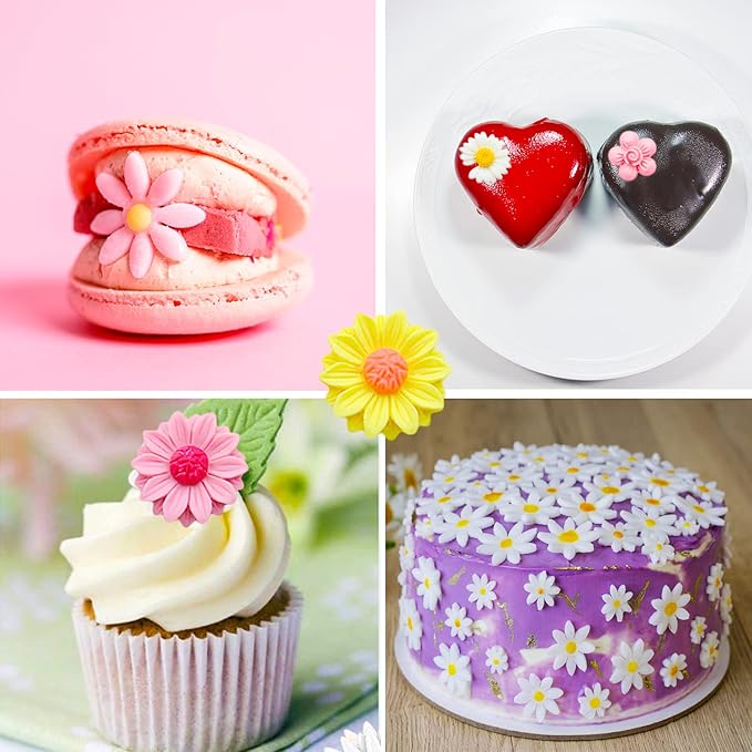 5Pcs Flower Molds Silicone Rose Chocolate Mold Daisy Flower Fondant Mould Polymer Clay Resin Mold Soap Ice Cube Gummy Sugar Wax Melt Molds for Baking and Cake Cupcake Decorating DIY Craft