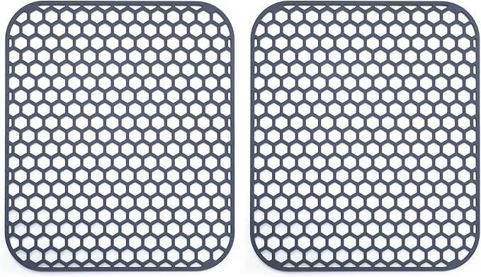 Bestjing 2 Pack 13.7"x 11.7" Silicone Kitchen Sink Protector Mat - Kitchen Grid Accessory, Non-Slip Heat Resistant Sink Grid Dry Mat for Bottom of Porcelain Stainless Steel, Dishwasher Safe