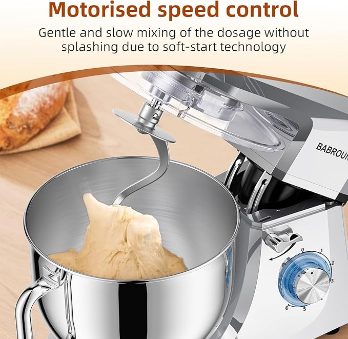 Dough Mixer 8.45 QT Electric Mixer - 660W 6 Speed Large Capacity Kitchen Stand Mixer with Whisk Dough Hook Mixing Beater Household Food Mixer for Baking Cakes Cookie Bread Salad