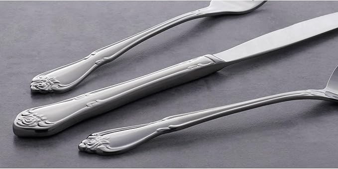 Oneida Silverware Set, True Rose Everyday Flatware Teaspoons Set, Service For 4, 18/0 Stainless Steel, 5.97 x 1.26-Inch, Dishwasher Safe, Mirror Finish, Utensils Set, Tea spoon (Silver, 4 Piece)