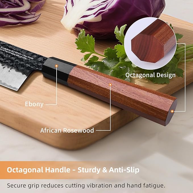 FINDKING Brisket Slicing Knife 12 Inch, Carving Knife for Meat, BBQ, Roasts, Turkey and Ham, High Carbon Steel Blade, African Rosewood Octagonal Handle, Dynasty Series