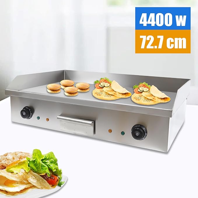 Electric Griddle, Electric Flat Top Griddle Non-Stick Teppanyaki Grill For Stir-Fry Omelets Pizza Pancakes Bacon, Adjustable Thermostatic Control 110V 4400W 29"