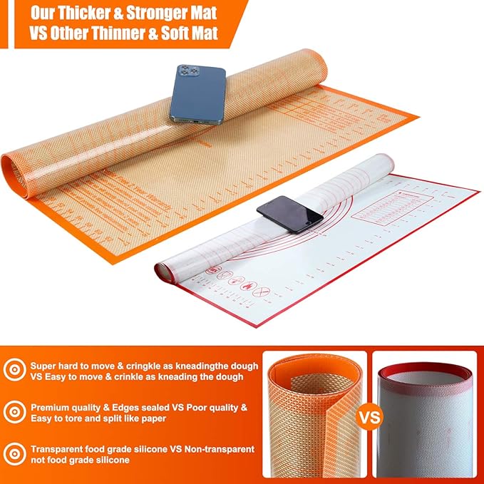 Silicone Pastry Mat 34''By 26'' Nonstick Baking Mats Extra Large Counter Mat for Dough Rolling, Pastry, Pie Crust, Fondant, Cookies, Bread, Pasta, Pizza Mat
