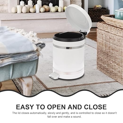VICASKY Step-on Trash Can with Lid 5.5 Gallon Round Household Waste Basket Industrial Style Iron Pedal Rubbish Container for Kitchen Bathroom Office Use