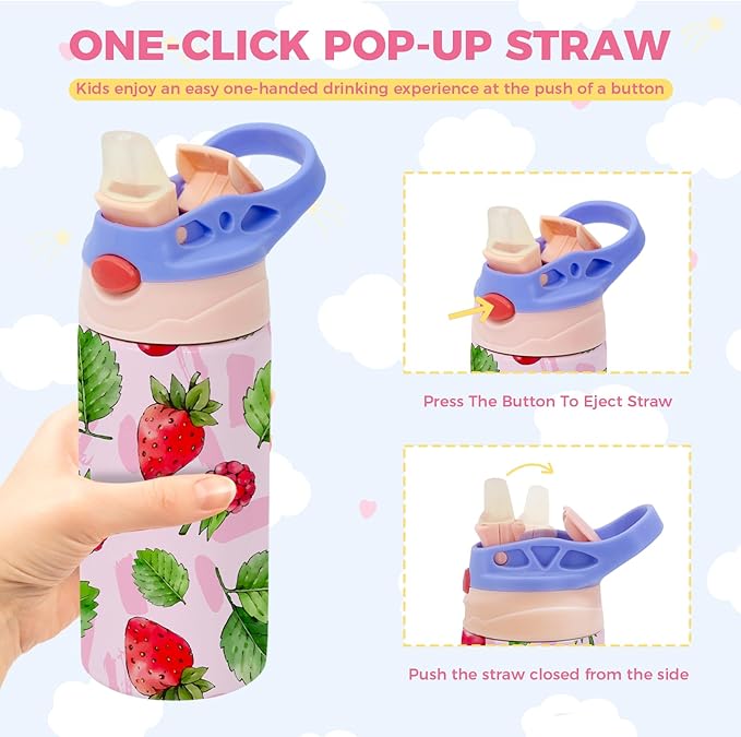 12 Pack 12 OZ Sublimation Straw Sippy Cup Blank Tumblers Double Wall Vacuum Insulated Mixed Color Thermoses Stainless Steel Water Bottles for School (12)