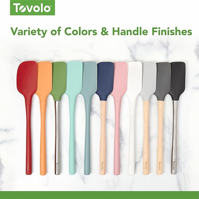 Tovolo Flex Core 5 Piece Silicone Spatula Set Heat Resistant All Silicone Utensils Include Non Stick Spatula Spoonula Jar Scraper, Dishwasher Safe BPA Free Spatulas for Baking Mixing, Pink Sorbet