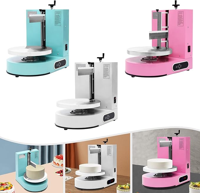 200W Electric Cake Decorating Machine, 110V Cake Spreading Machine Automatic Cake Coating Machine Speed: 30-200RPM for Cake Diameter: 4-12in (Pink)