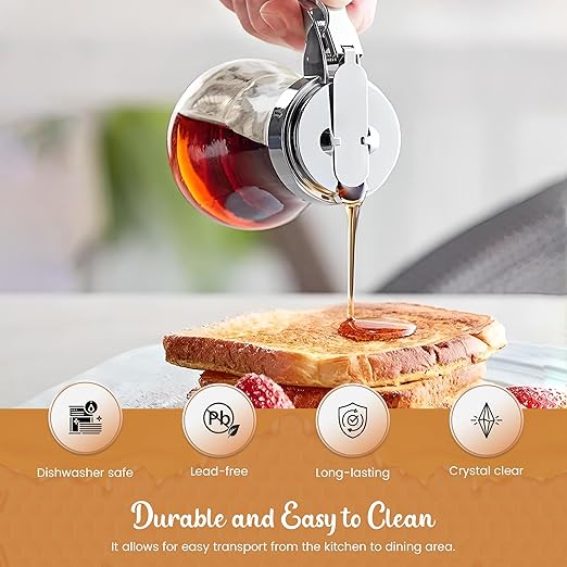 OCS Parts Syrup Dispenser with Lid and Dispensing Thumb Lever | Commercial Grade Liquid Dispensers for Home and Commercial Kitchens (1, 14 OZ)