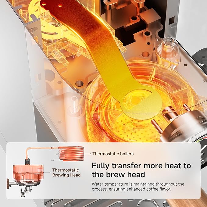 HIBREW H13 Dual Boiler Espresso Machine with LED Touch Screen, 58mm Portafilter in Stainless Steel, PID Control, 20 Bar Pump, 3-Level Steam, Separate Hot Water Spout for Home
