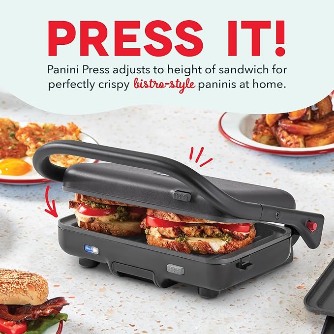 Dash MultiMaker Flex Press Grill System, Grill and Waffle - Nonstick Removable Plates - indoor Countertop Electric Grill for Sandwiches, Burgers, and Breakfast - Graphite