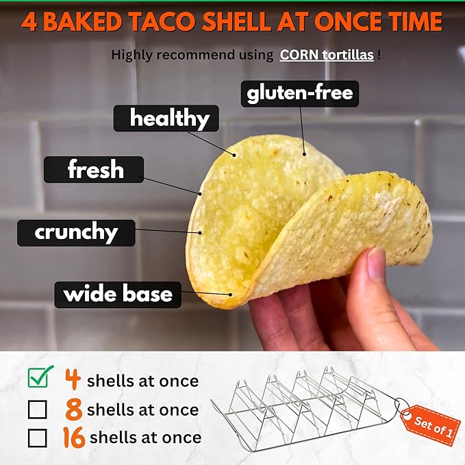 Taco Shell Mold for Baking (set of 2) + Dual Taco Holder (set of 2)