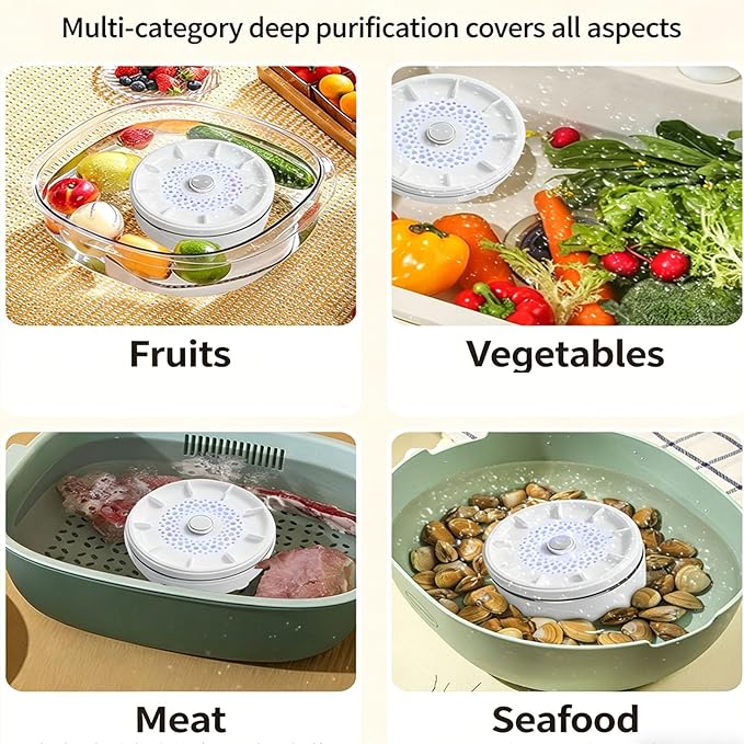 Fruit and Vegetable Washing Machine, Fruit Cleaner Device Waterproof Fruit and Vegetable Purifier Clean Produce with Titanium Electrolysis Purification for Home Kitchen