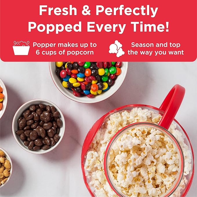 Ecolution Patented Micro-Pop Microwave Popcorn Popper with Temperature Safe Glass, 3-in-1 Lid Measures Kernels and Melts Butter, Made Without BPA, Dishwasher Safe, 1.5-Quart, Red (Pack of 4)