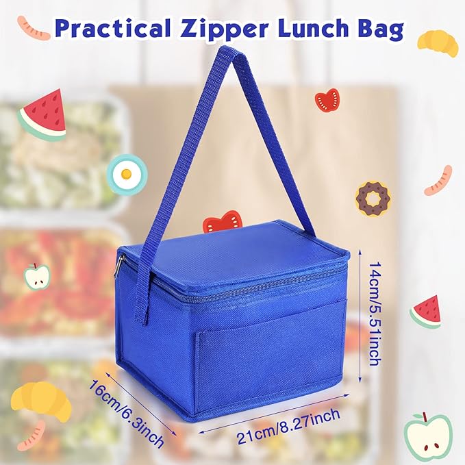 Nuogo 15 Pack Insulated Lunch Bags Bulk, Reusable Cooler Boxes, Leakproof Lunch Boxes Set, Waterproof Thermal Coolers, Insulated Beverage Bag for Women Men Work Picnic Beach(Blue)