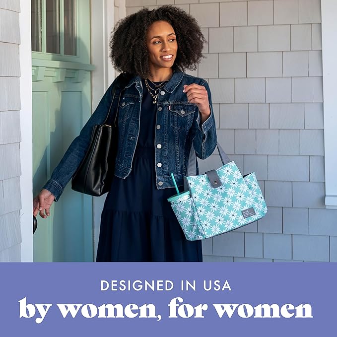 Fit & Fresh Lunch Bag For Women, Insulated Womens Lunch Bag For Work, Leakproof & Stain-Resistant Large Lunch Box For Women With Containers and Matching Tumbler, Snap Closure Westport Bag Aqua