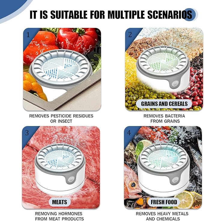 Fruit and Vegetable Washing Machine, Upgrade Titanium Electrolysis Purification Fruit Cleaner Device Waterproof Fruit and Vegetable Purifier Clean Fresh Produce in Water (White)