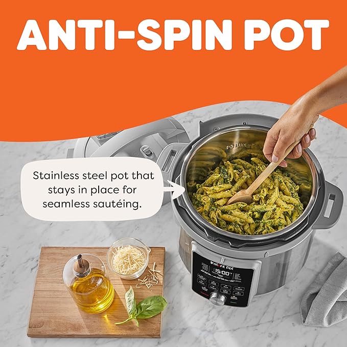 Instant Pot, 8-Quart Whisper Quiet 9-in-1 Electric Pressure Cooker, Slow Rice Cooker, Steamer, Sauté, Yogurt Maker, Warmer & Sterilizer, App With Over 800 Recipes, Stainless Steel, Duo Plus