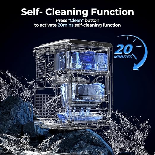 Kismile Crescent-Shaped Ice Maker Countertop, 16pcs in 10-15 Mins 26.5LB/Day, Self-Cleaning Portable Ice Machine with LED Display, Fast Ice Making for Seafood/Home/Office/Bar